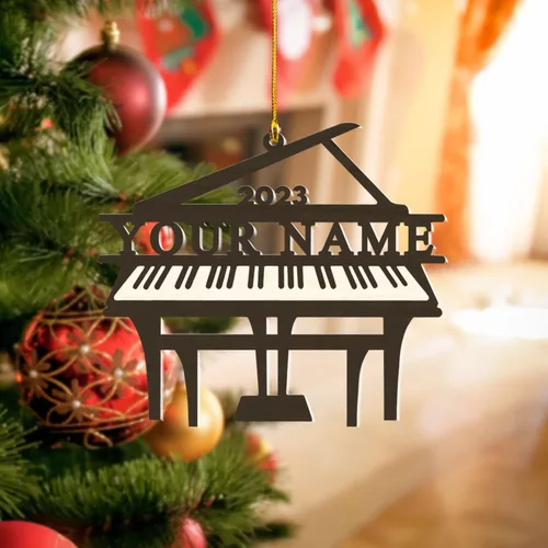 Miniatura 4 de MoonArt Adorno personalizado de guitarra de piano, nota musical de piano, adorno con forma de madera acrílica, regalo para amantes de la guitarra