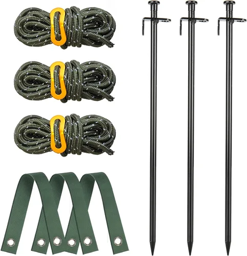 Estacas y soportes para árboles, kit de estaca para árbol de Fetanten con correas para árbol y cuerda en patio al aire libre, 3 piezas de