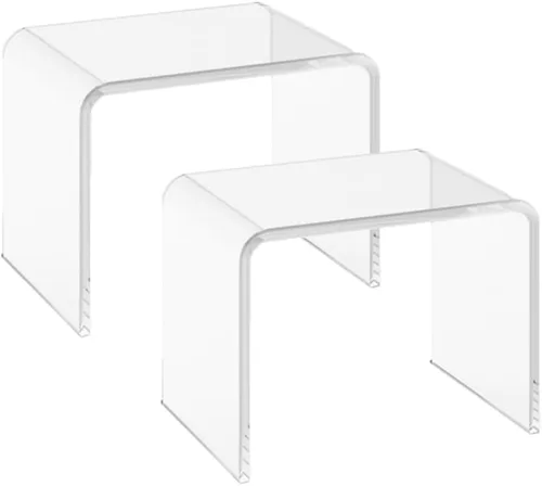 Miniatura 10 de Taburete pequeño de acrílico de 17.7 pulgadas de alto para adultos, banco de ducha de acrílico, asiento para baño, ducha, 10.2 pulgadas