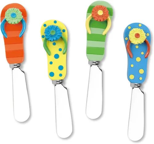 Miniatura 10 de UP UPware - Sandalias de playa para esparcidores de queso, asas de resina pintadas a mano con cuchillas de acero inoxidable para untar queso crema