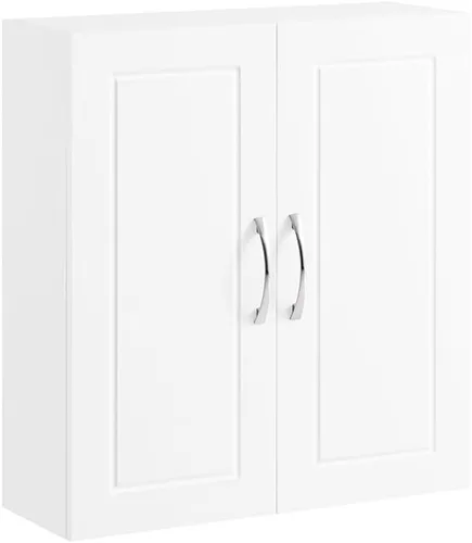 Miniatura 8 de SoBuy Armario de pared para lavandería, botiquín para baño, cocina, garaje, armario de almacenamiento de pared de 3 puertas con estante ajustable
