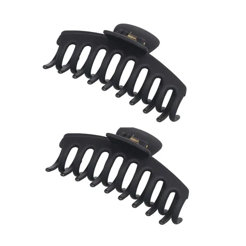 Paquete de 2 pinzas grandes para el cabello antideslizantes para el cabello de mujeres y niñas, agarre fuerte, accesorios para el cabello de 4 Negro