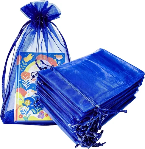 Miniatura 37 de Paquetes de 50 bolsas de organza de regalo de 4 x 6 pulgadas, cordón negro a granel para baby shower, Navidad, cumpleaños de profesores, recuerdos