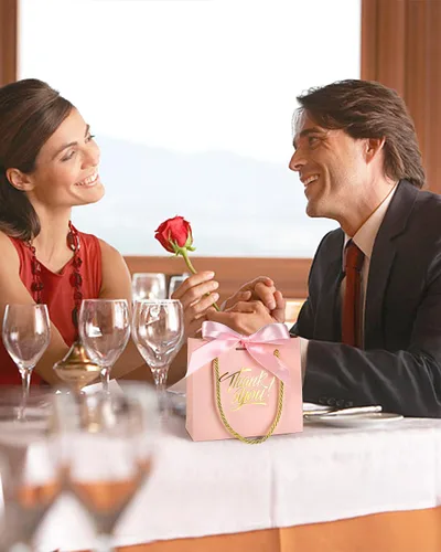 Miniatura 5 de EQOREIIN 30 bolsas de regalo de agradecimiento pequeñas con asas 5.5 x 2.4 x 4.7 pulgadas Mini bolsas de regalo rosas con lazo de cinta Bolsas