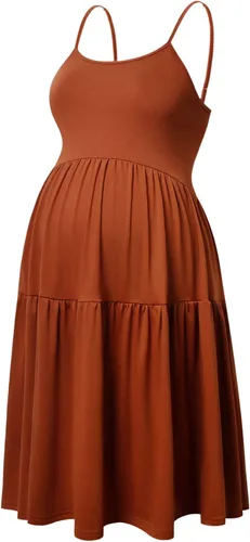 Miniatura 153 de GINKANA Vestido de maternidad sin mangas para mujer, con tirantes ajustables, vestido casual de verano para uso diario o baby shower
