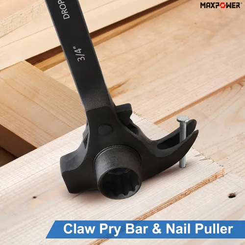 Miniatura 4 de MAXPOWER Llave de trinquete de andamio de 3/4 x 7/8 pulgadas, llave Spud Podger, funciones multifuncionales con barra de palanca de garra y cara
