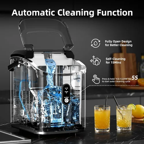 Miniatura 5 de Antarctic Star Nugget - Máquina de hielo para encimera con hielo masticable suave, máquina de hielo sónico portátil con cesta y cuchara, cubierta
