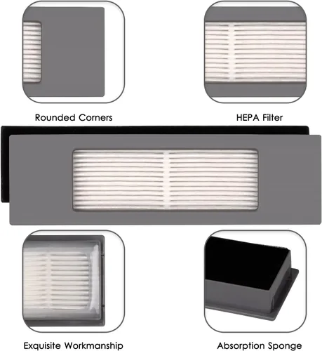 Miniatura 7 de (5 piezas) Filtros HEPA N10 para ECOVACS DEEBOT OZMO N10, N10 Plus, 920, 950, T8 AIVI Max, T9, T5, N5 N7, N8+, N8 Pro Plus, DX55 DX93 DJ65 Kit