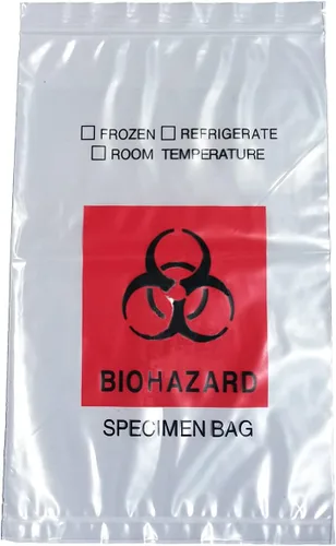 Bolsas de riesgo biológico, 1000 unidades, 6 x 9 pulgadas/5.9 x 9.8 in, impresión de logotipo rojo de riesgo biológico, bolsas con cierre de