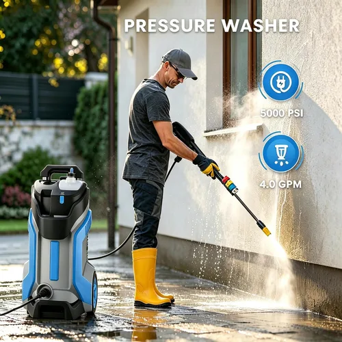 Miniatura 2 de Lavadora a presión eléctrica 5000PSI 4.0GPM con manguera de presión M22-0.551 in 33 pies, rociadores eléctricos de alta presión con limpiador