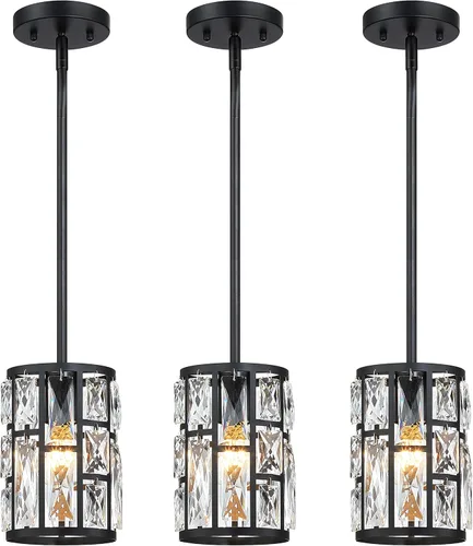 Miniatura 12 de MEXO Lámpara Colgante de Cristal Moderna Accesorio de Iluminación Paquete de 2 con Acabado Dorado Iluminación Colgante Candelabro de Cristal