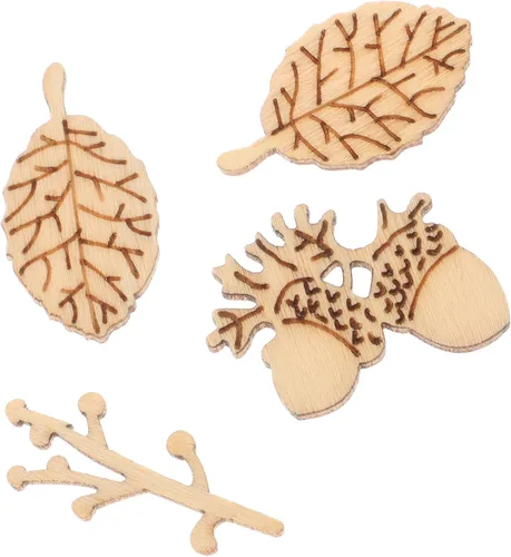 Miniatura 7 de NUOBESTY 50 piezas de recortes de madera de animales y plantas de 1.18 pulgadas sin terminar para manualidades adornos y decoraciones de fiesta