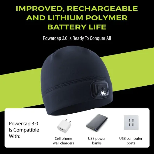 Miniatura 7 de POWERCAP - Sombrero LED con luz de 150 lúmenes, forro polar recargable con faro incorporado brillante, impermeable, cálido, talla única Mossy Oak