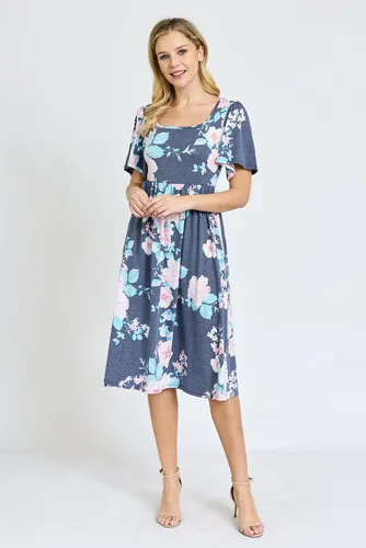 Miniatura 2 de Eloges - Vestido midi floral con manga mariposa para mujer, S-3X