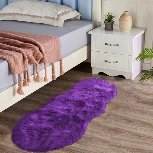 Miniatura 91 de Latepis - Tapete rectangular de piel sintética tipo lana de oveja suave, esponjosa y lavable para sala de estar, dormitorio, sala de juegos o Blanco