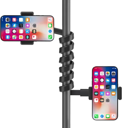 Miniatura 9 de Soporte universal para micrófono para soporte de micrófono, se adapta a la mayoría de teléfonos inteligentes de 3.5 a 7.5 pulgadas, soporte flexible
