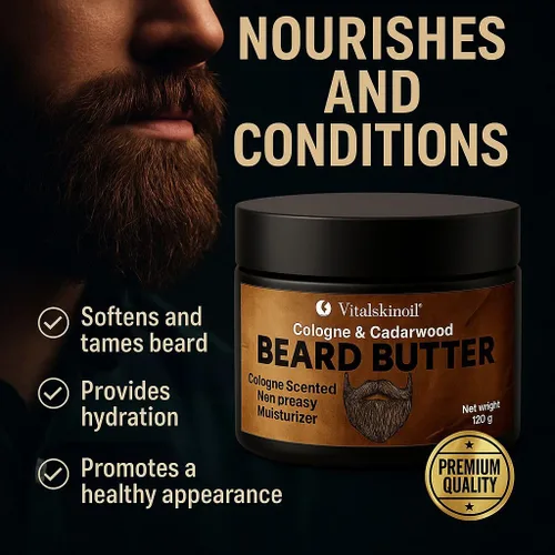 Miniatura 5 de Mantequilla para barba para hombres, humectante acondicionador no graso con aroma a colonia y madera de cedro, 4.23 onzas