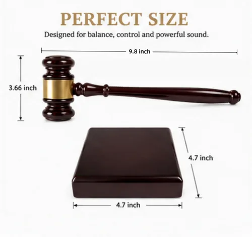 Miniatura 2 de Juego de martillo de madera y bloque de sonido para abogados, jueces y presidentes de la junta, accesorio de escritorio perfecto para presidentes