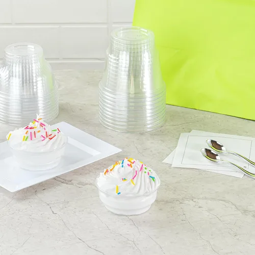Miniatura 7 de Restaurantware -RW Base 3.5 oz - Vasos de helado de 3.5 onzas, 50 tazas de parfait desechables - Taza de postre de plástico transparente, elegante