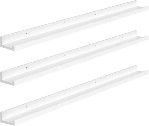 Miniatura 11 de HOOBRO - Estantes flotantes, juego de 3, estante colgante de 35.4 pulgadas con borde elevado y soportes invisibles, para baño, dormitorio, cocina