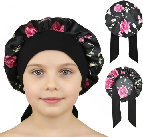 Miniatura 12 de Gorros de satén para niñas para niñas, gorro de satén para dormir, gorro de noche de seda