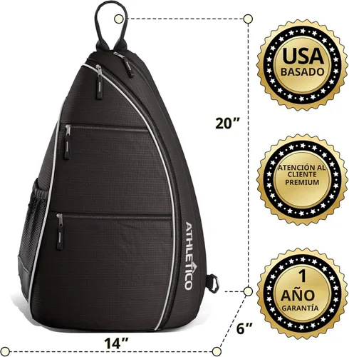 Miniatura 5 de Bolsa de Hombro Athletico - Mochila Cruzada para Pickleball, Tenis, Racketball y Viaje para Hombres y Mujeres Negro