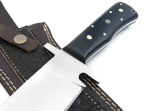 Miniatura 4 de Nooraki - Cuchillo de caza de espiga completa hecho a mano de 15 pulgadas con funda de cuero, cuchillo Bowie multiusos con mango de micarta