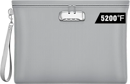 Miniatura 10 de Bolsa de documentos ignífuga con cerradura, 14.3 x 10.2 pulgadas, bolsa de dinero ignífuga e impermeable con cierre de cremallera, bolsa