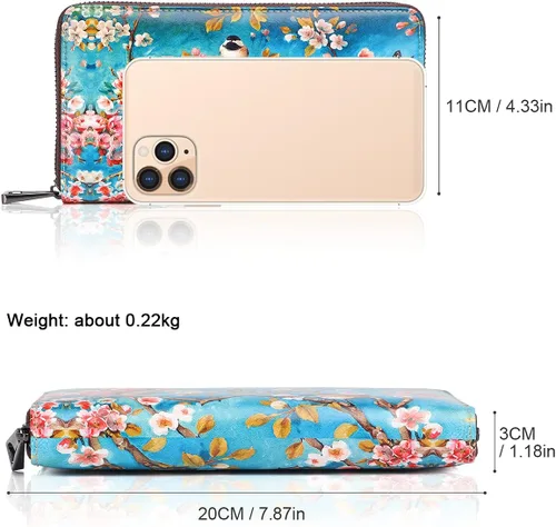 Miniatura 4 de APHISON - Billetera para mujer con bloqueo RFID tarjetero monedero porta teléfono estilo caricatura cartera con pulsera para damasniñas caja