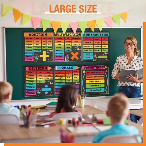 Miniatura 6 de Tenceur 3 carteles educativos con símbolos de matemáticas, decoración de aula, temática de matemáticas, tablón de anuncios, pancarta de palabras