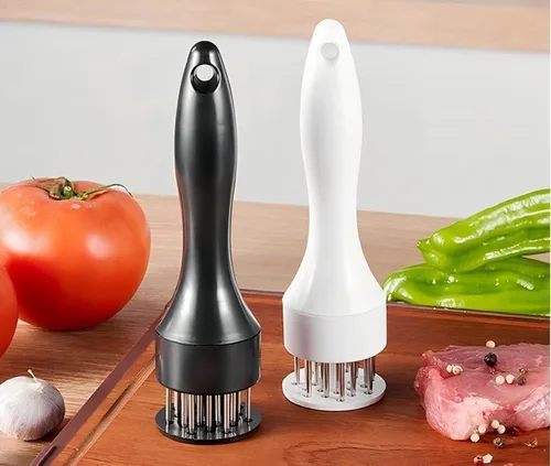 Miniatura 5 de Herramienta ablandadora de carne, 1 par en blanco y negro, con 21 cuchillas de aguja de acero inoxidable ultra afiladas, accesorios de cocina