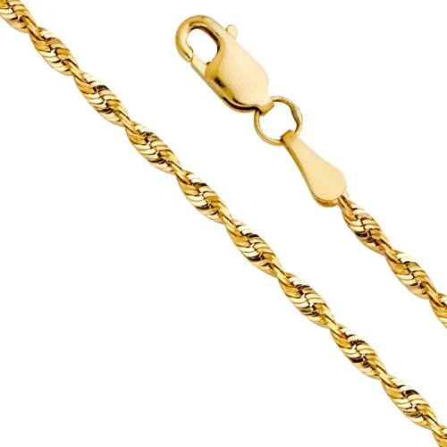 Miniatura 3 de Wellingsale Cadenas de cuerda de oro macizo de 14 quilates (opciones de selección)