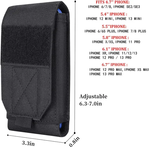Miniatura 3 de Funda táctica negra para teléfono celular, resistente al agua, para iPhone 11, 12, 13 Pro Max, Samsung S22, S21, S20, FE, Note 20, 10, A13, A12