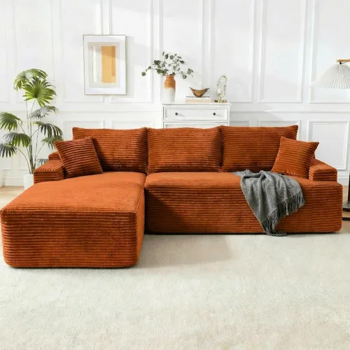Miniatura 10 de Sofá modular Cloud de 108 pulgadas, moderno sofá deshuesado con otomana móvil, sofá modular de asiento profundo, sofás esquineros de pana para sala