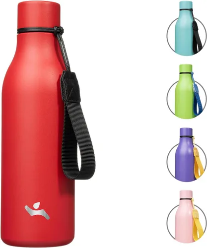 Miniatura 49 de Konokyo Botella de agua aislada con correa, botella de agua de acero inoxidable de 18 onzas de doble pared con aislamiento al vacío, frasco de Verde