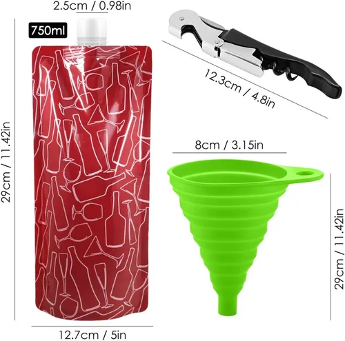 Miniatura 4 de SENAI - Paquete de 4 soportes plegables para frascos, bolsa de plástico reutilizable de 25.4 fl oz, portátil a prueba de fugas, perfecto para licor