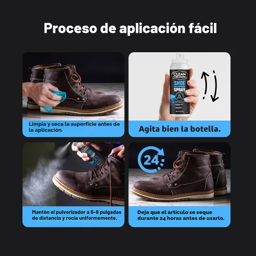 Miniatura 4 de Spray protector para zapatos CleanCrown (160ml), spray protector para ante y cuero, impermeabilizante y protector contra manchas para zapatos