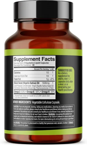 Miniatura 4 de Dr. HERBALIST Cápsulas de aceite de semilla negra de 1600 mg - Aceite de semilla de comino negro prensado en frío, Nigella Sativa - 60 cápsulas