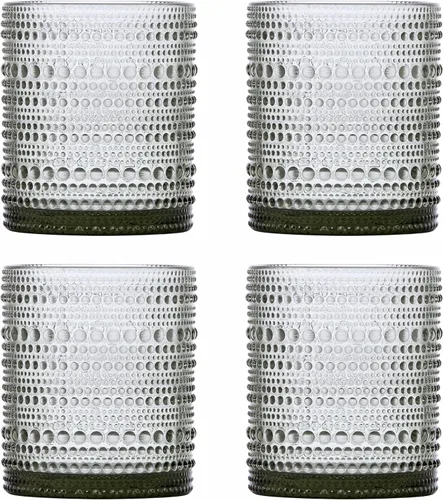 Miniatura 7 de Fortessa Jupiter - Vaso de hobnail con cuentas, 13 onzas (juego de 4), azul aciano Azul Cornflower