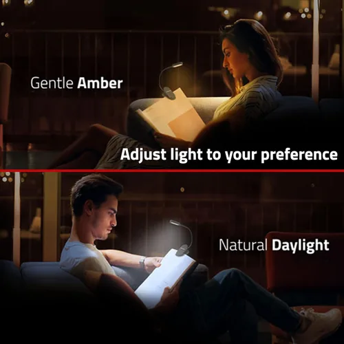 Miniatura 8 de GearLight Luz de libro recargable para leer en la cama – Lámpara LED con clip manos libres con 3 modos de luz, brillo ajustable, luz de lectura Negro