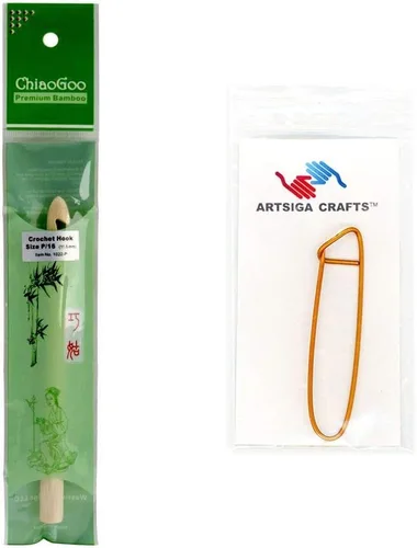 Miniatura 4 de ChiaoGoo Agujas de tejer Gancho de ganchillo Bambú Tamaño Natural US H (0.197 in) 1022-H con soporte para puntadas