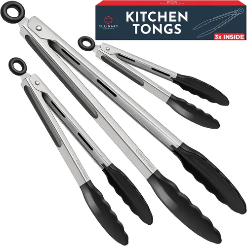 Miniatura 10 de Pinzas de cocina para cocinar con puntas de silicona, pinzas resistentes al calor para servir alimentos, 7 pulgadas, 9 pulgadas, 12 pulgadas, pinzas