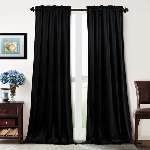 Miniatura 32 de Benedeco - Cortinas de terciopelo burdeos para ventana de dormitorio con pompón, cortinas de lujo súper suaves, oscurecimiento y aislamiento térmico