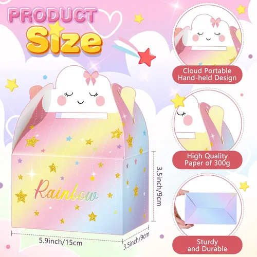 Miniatura 3 de Leinuosen Cajas de regalo de nube arcoíris – Bonitas cajas de recuerdo de fiesta, golosinas de dulces, cajas de regalo para niñas, niños y niños