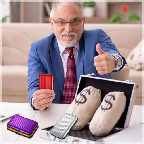 Miniatura 6 de Cartera de aluminio para tarjetas de crédito, 24 unidades, delgada, mini bloqueo RFID, protector de tarjetas de crédito, funda rígida para tarjetas