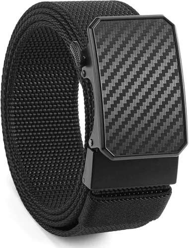 Miniatura 8 de SENDEFN Cinturones de trinquete de nailon para hombres, cinturón de tela de golf con hebilla ajustable automática jeans casuales