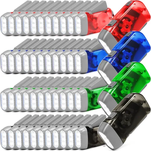 48 piezas de linterna de manivela sin necesidad de batería, luz de antorcha, luz manual, linterna de presión de 3 LED, luz de antorcha de presión