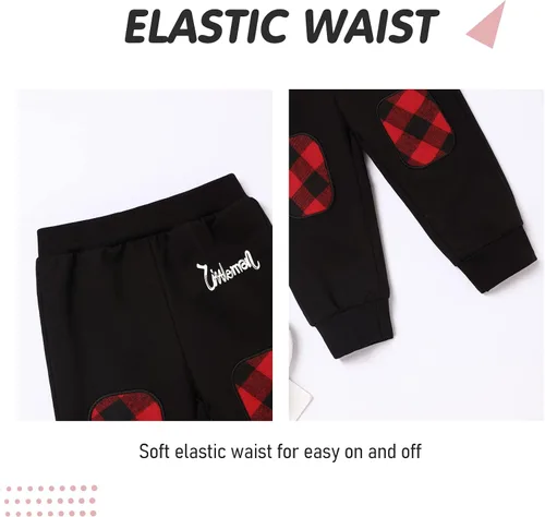 Miniatura 4 de Fuermos Conjunto para niño pequeño - Sudadera y pantalones a cuadros con capucha - Ropa de otoño