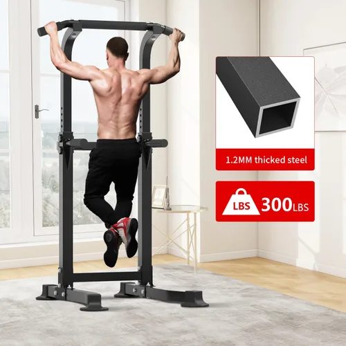 Miniatura 5 de ZENOVA Pull Up Bar Dip Bar Squat Rack Workout Dip Station Height Adjustable Free Standing Chin Up Bar Negro