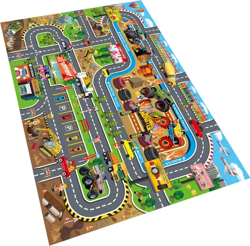 Miniatura 10 de Oriate Tapete de Sueños para Niños Tapete de Juego de Actividades de Juguete de Ciudad Moderna, Alfombra de Mapa de Juego de Interacción Padre-Hijo